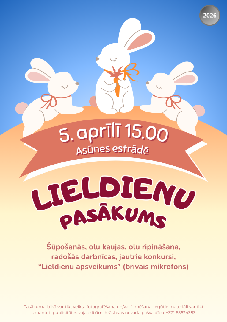 Trīs stilizēti zaķi. Lieldienu pasākuma afiša.