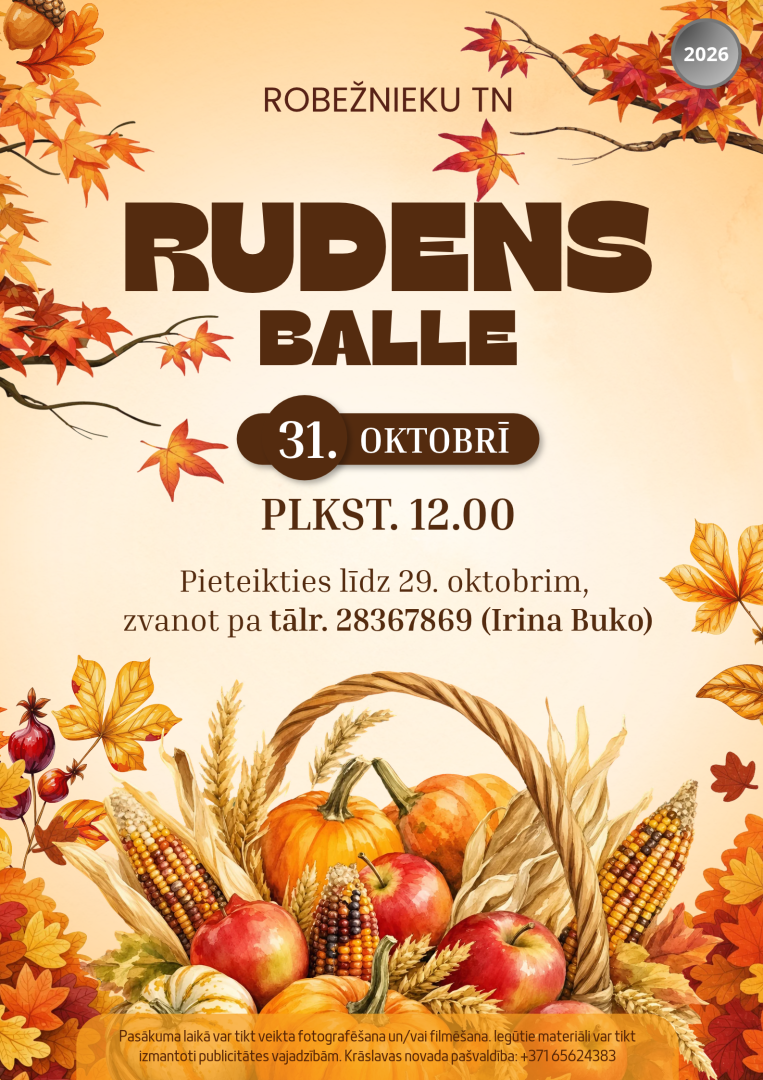 Rudens lapas un grozs ar rudens veltēm. Pasākuma afiša