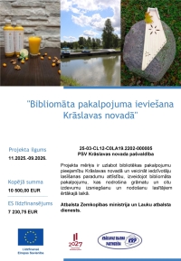 Attēli ar dzērieniem, dabas ainavu un koka instrumentu. Projekta informatīvā afiša.
