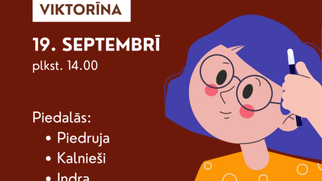 Ilustrācija ar meiteni un grāmatām. Pasākuma afiša