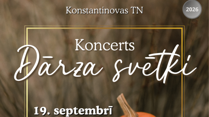 Rudens ražas kompozīcija ar ķirbjiem, āboliem un vīnogām. Pasākuma afiša