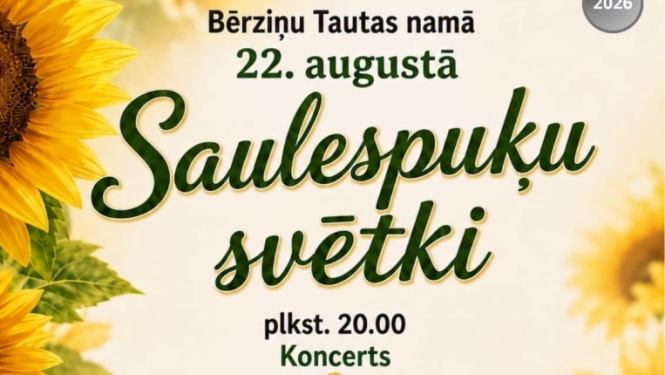 Saulespuķu fons. Pasākuma afiša