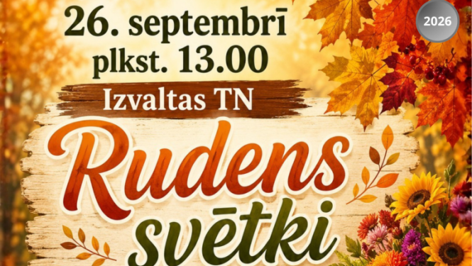 Rudens ziedu, lapu, augļu un dārzeņu kompozīcija. Pasākuma afiša