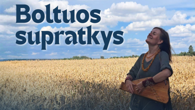 Sieviete ar kokli kviešu laukā. Pasākuma afiša.
