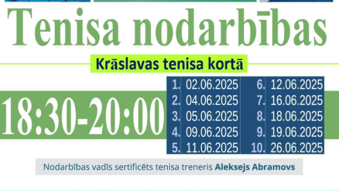 Tenisa nodarbību afiša