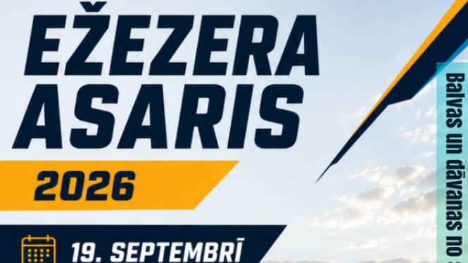 Makšķernieki laivās uz ezera ķer zivis. Pasākuma afiša