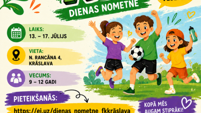 Priecīgu bērnu un sporta aktivitāšu ilustrācijas. Pasākuma afiša