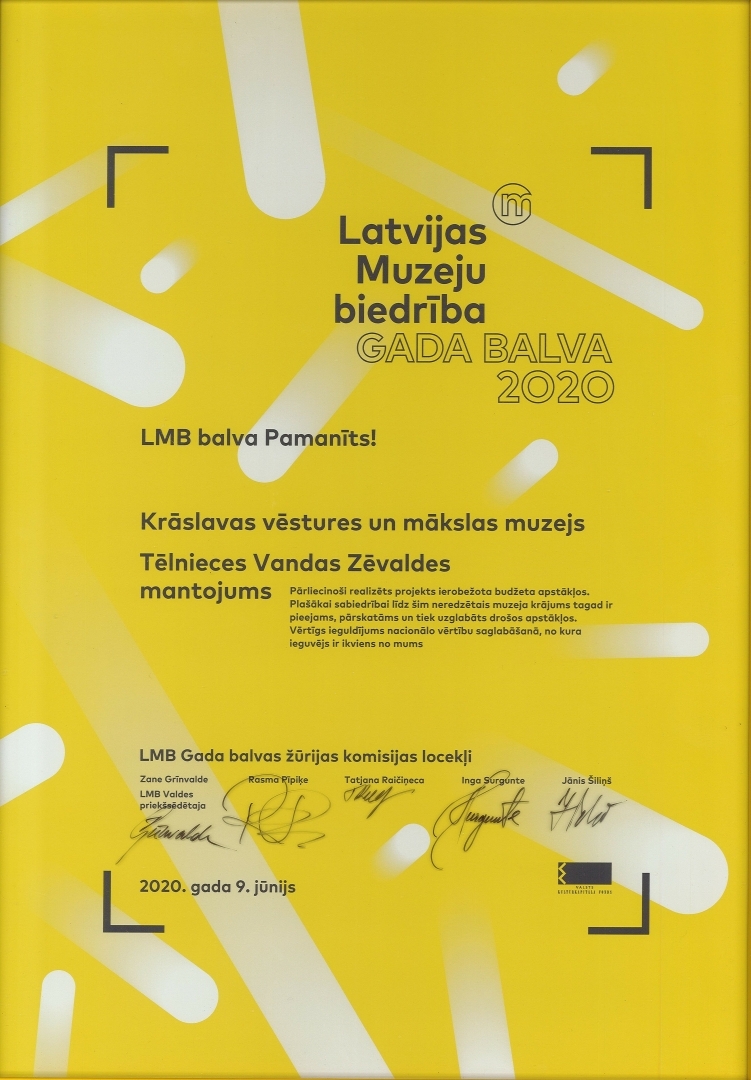 Latvijas Muzeju biedrības gada balva nominācijā “PAMANĪTS!”