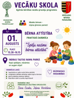 Ilustrācija ar bērniem rotaļājoties. Pasākuma afiša