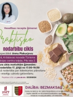Veselīgi produkti un uztura speciālistes foto. Pasākuma afiša.
