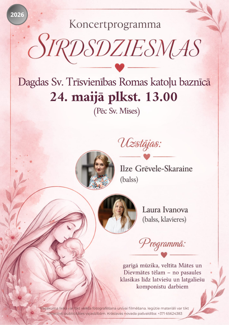 Rozā ilustrācija ar māti un bērnu. Pasākuma afiša.