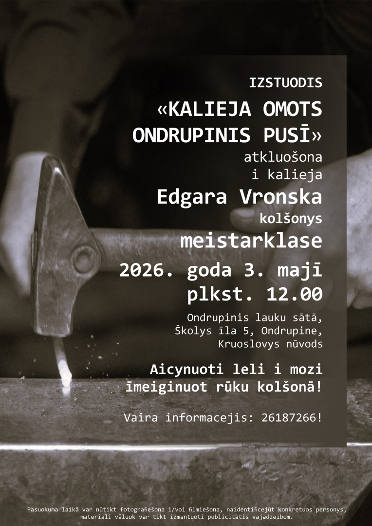 Melnbalts attēls ar kalēju darbībā. Pasākuma afiša