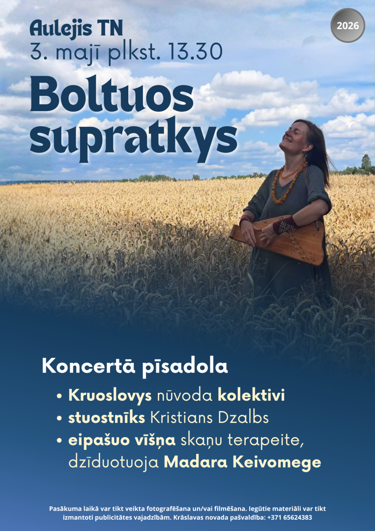 Sieviete ar kokli kviešu laukā. Pasākuma afiša.