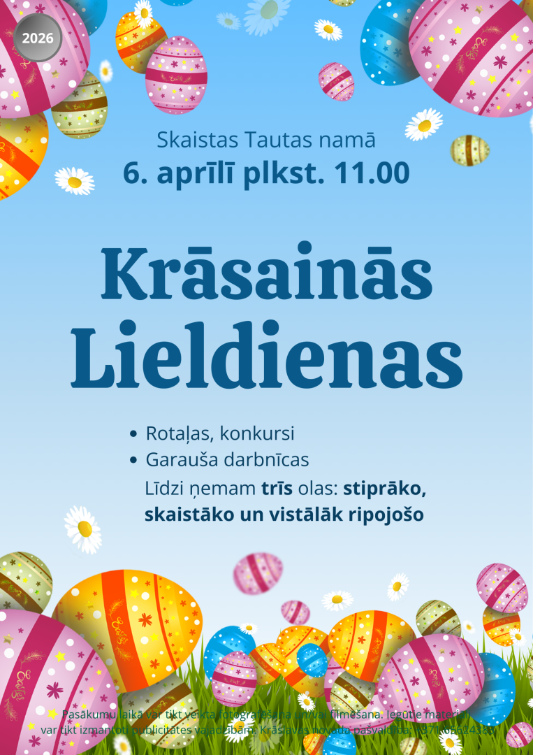 Krāsainas Lieldienu olas un pavasara ziedi. Lieldienu pasākuma afiša.