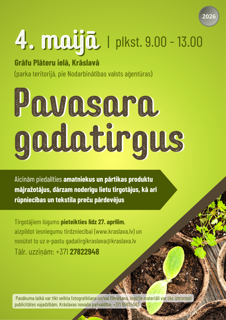 Stādi podiņos. Gadatirgus afiša