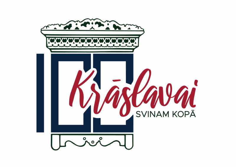 Logo "Krāslavai 100" ar uzrakstu "SVINAM KOPĀ"