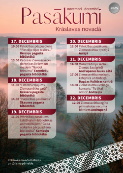 Pasākumi novembrī un decembrī