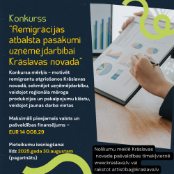 Cilvēks pie galda rāda izprintētus grafikus. Konkursa afiša
