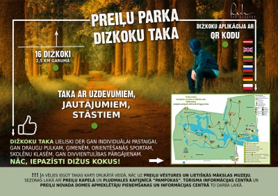 Preiļu parka dižkoku takas reklāmas afiša