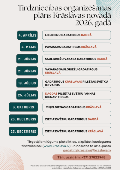 Tirdzniecības organizēšanas plāns Krāslavas novadā 2026. gadā