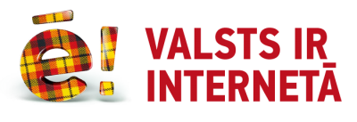 Valsts e-pakalpojumu grafiskā zīme „ē – Valsts ir internetā”