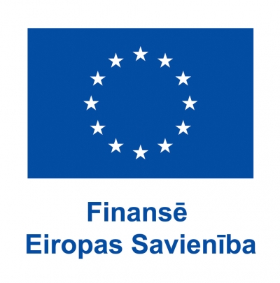 ES karogs ar uzrakstu "Finansē Eiropas Savienība"