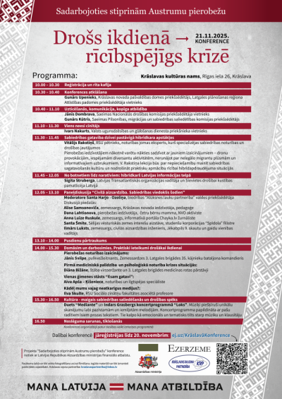 "Drošs ikdienā - rīcībspējīgs krīzē" konferences programma