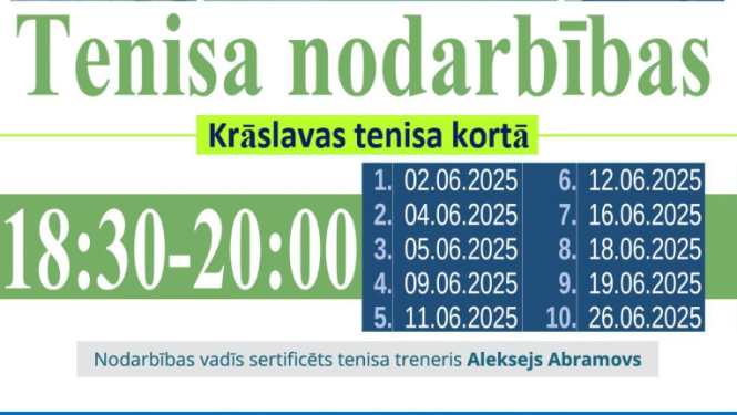 Tenisa nodarbību afiša