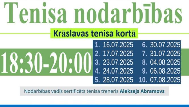 Tenisa nodarbību afiša