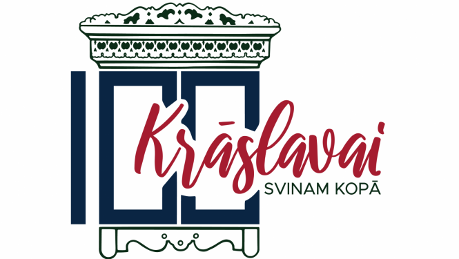 Logo "Krāslavai 100" ar uzrakstu "SVINAM KOPĀ"