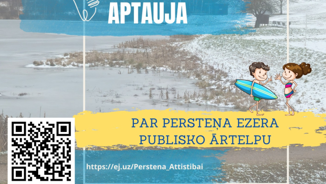 Persteņa ezera krasts. Aptaujas vizuālis.