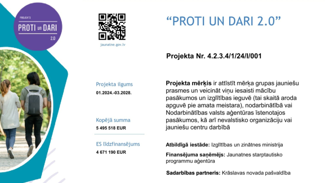 Jaunieši soļo pa taku. Projekta vizuālis