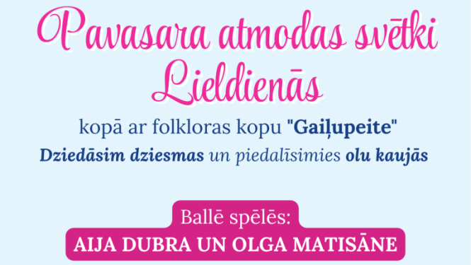 Zīmēti pavasara ziedi un Lieldienu olas. Lieldienu pasākuma afiša.