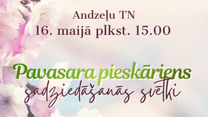 Rozā ziedu un nošu fons. Pasākuma afiša.