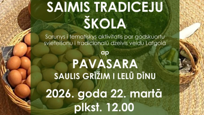 Grozi ar olām un pavasara dabas elementi. Pasākuma afiša.