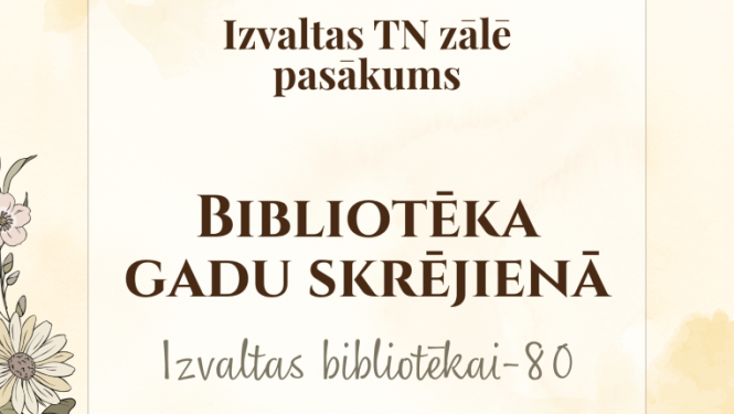 Gaišs, dekoratīvs fons ar ziedu ilustrācijām un atvērtu grāmatu. Pasākuma afiša.