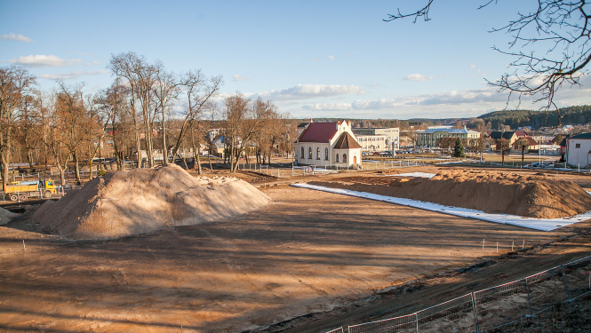 Krāslavas pils parka stadiona būvniecības sākums