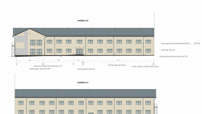 Krāslavas izglītības iestāžu dienesta viesnīcas fasādes plāns