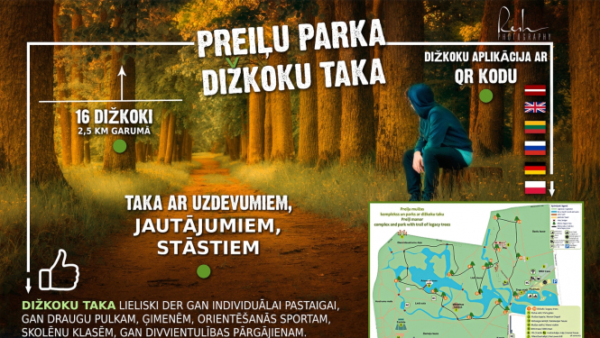 Preiļu parka dižkoku takas reklāmas afiša