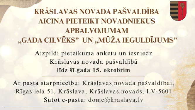 Konkursa apraksts uz brūni-zeltaina fona