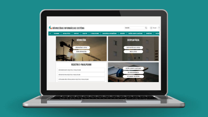 Klēpjdators, kurā atvērta BIS tīmekļvietne