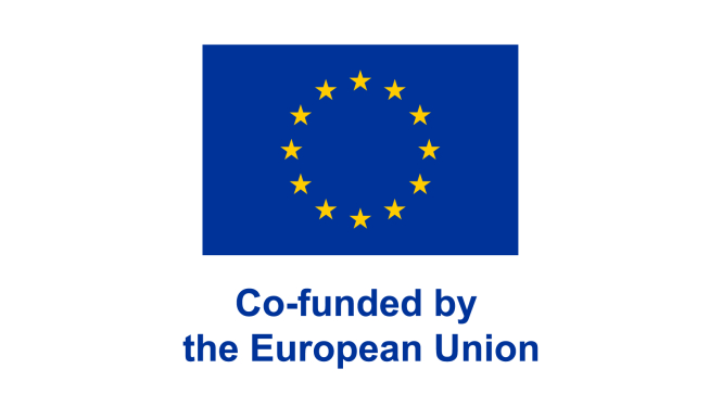 ES karogs ar uzrakstu "Co-funded by the European Union"