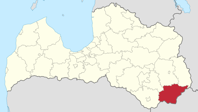 Latvijas kartes kontūrs ar iekrāsotu Krāslavas novadu