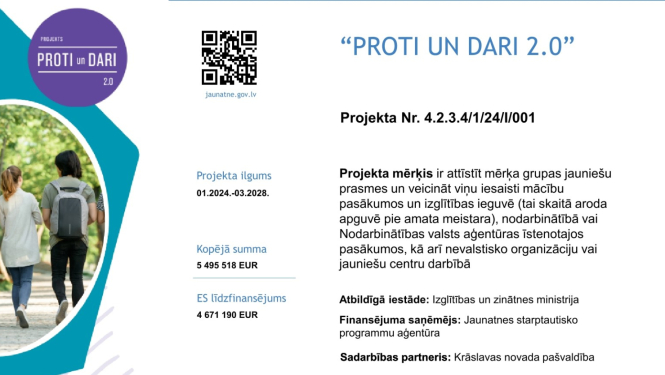 Jaunieši soļo pa taku. Projekta vizuālis