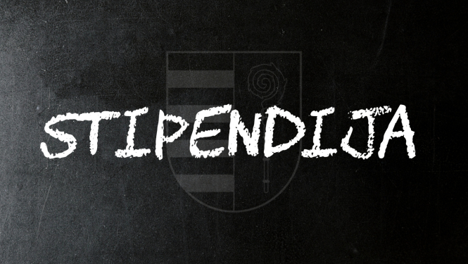 Uzraksts "STIPENDIJA" uz tāfeles fona