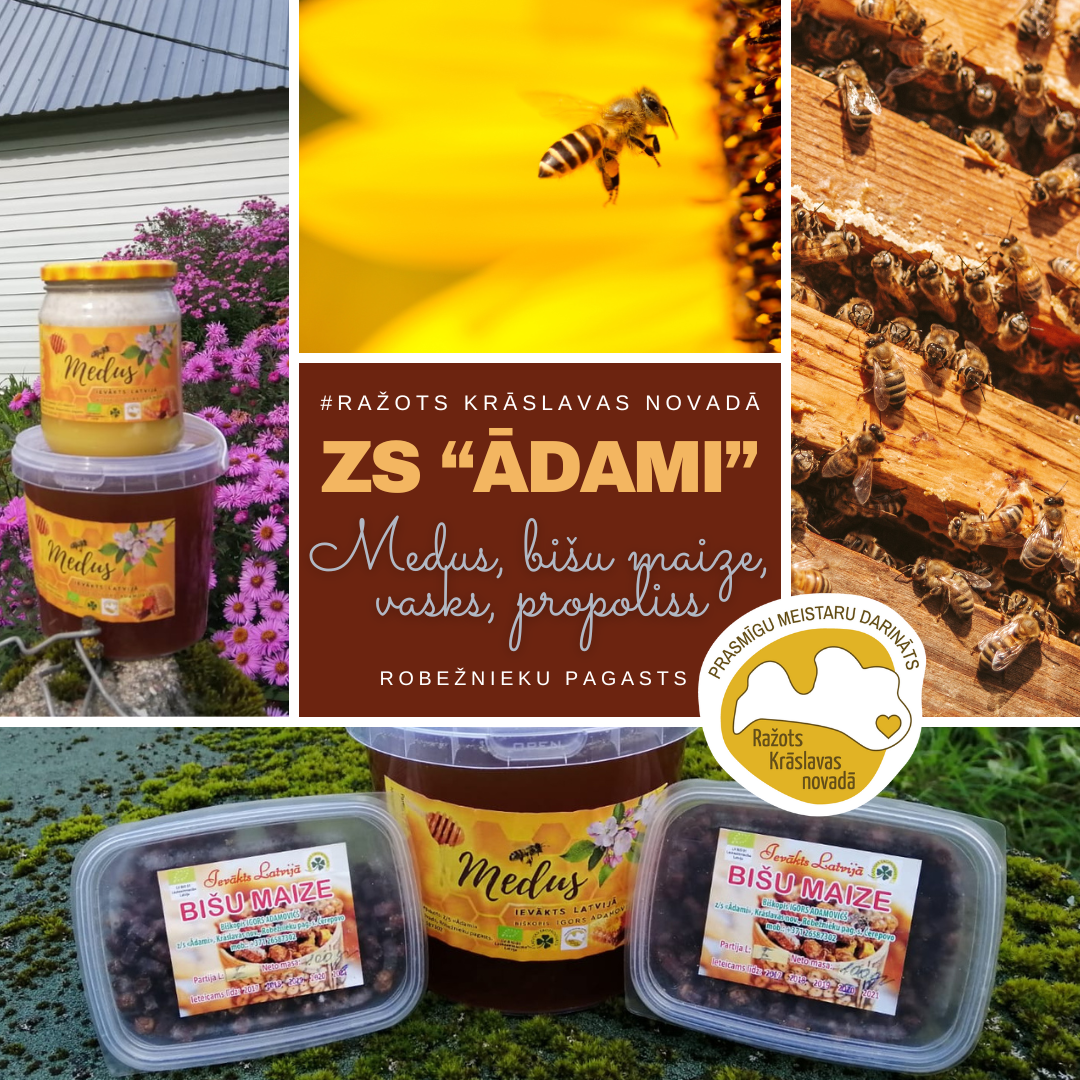 Z/S “Ādami”, medus, bišu maize, vasks, propoliss