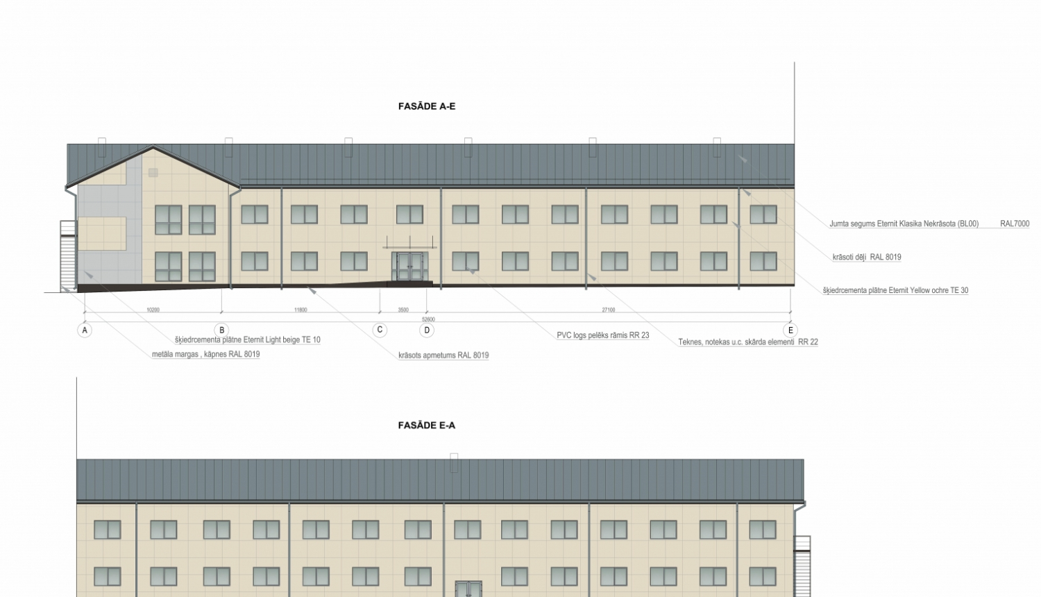 Krāslavas izglītības iestāžu dienesta viesnīcas fasādes plāns