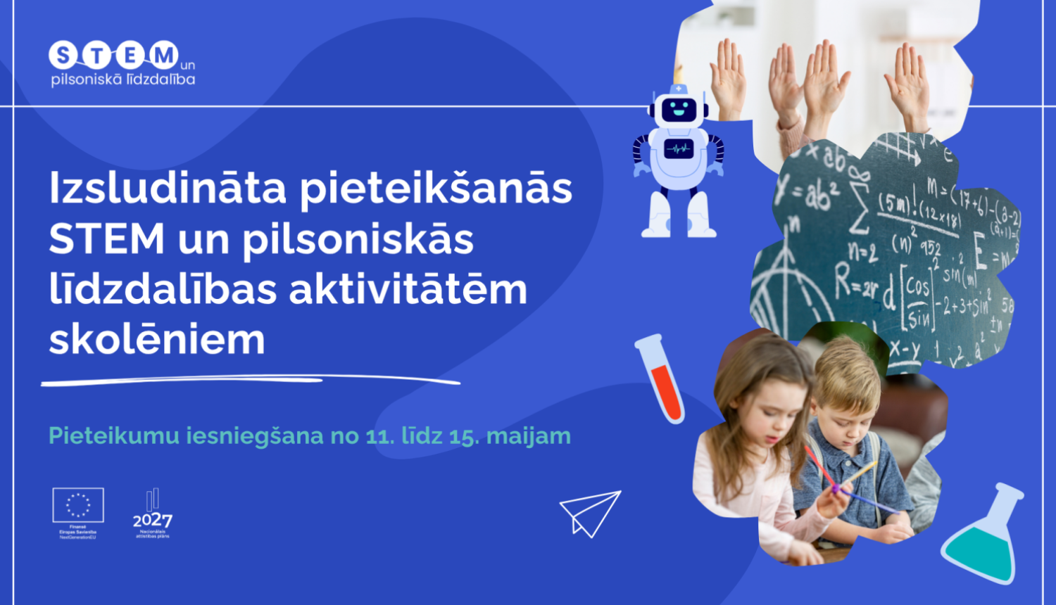 Bērni, mācību process un mācību materiāli. Projekta vizuālis.