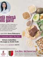 Veselīgi produkti un uztura speciālistes foto. Pasākuma afiša.