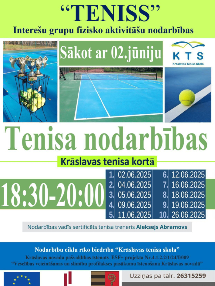 Tenisa nodarbību afiša